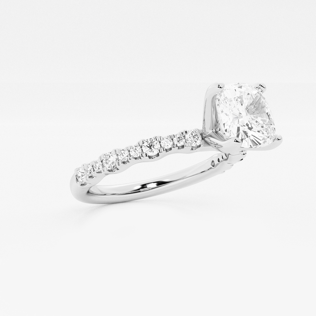 Additional Image 1 for  1 7/8 ctw Cushion Lab Grown Diamond Station Engagement Ring