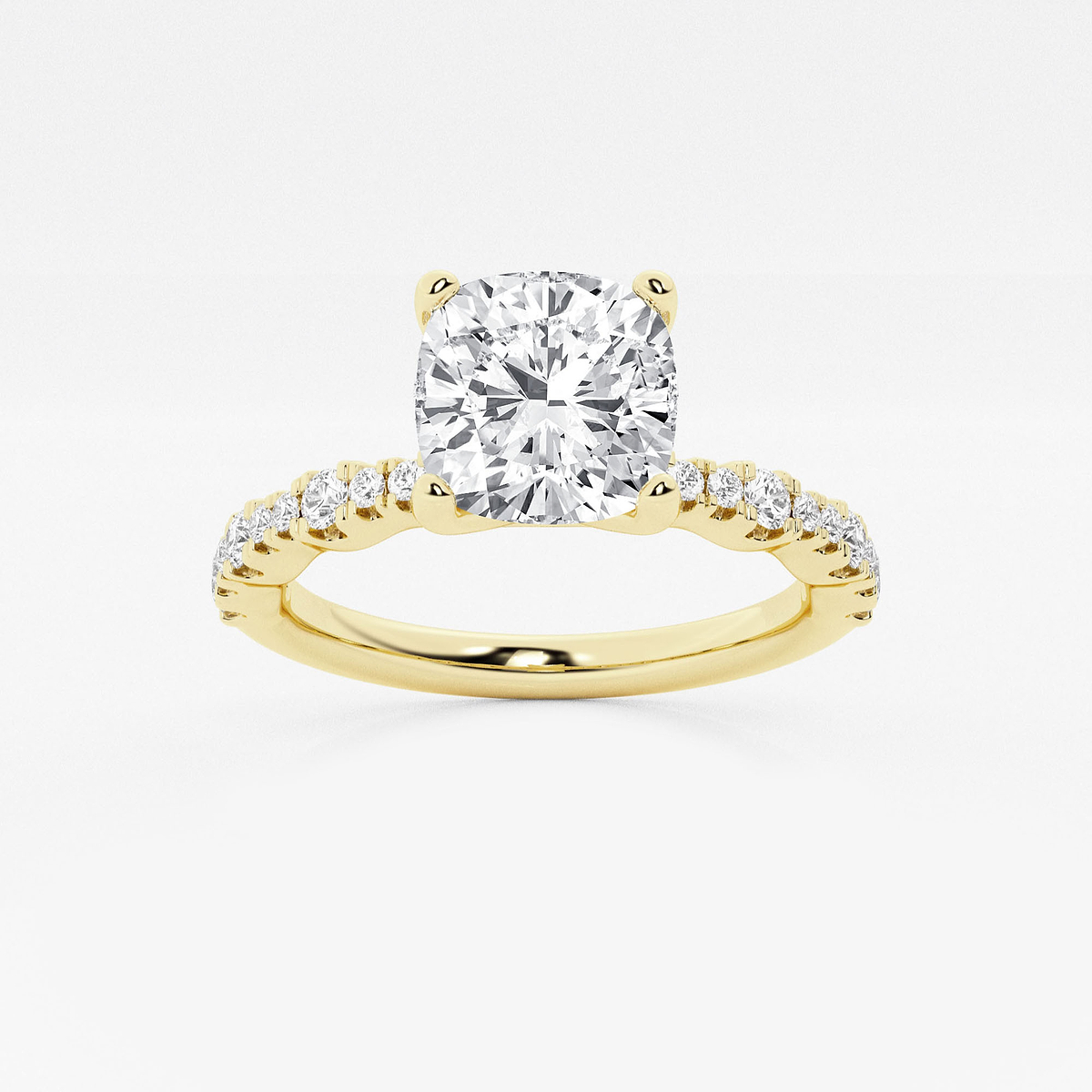 1 7/8 ctw Cushion Lab Grown Diamond Station Engagement Ring