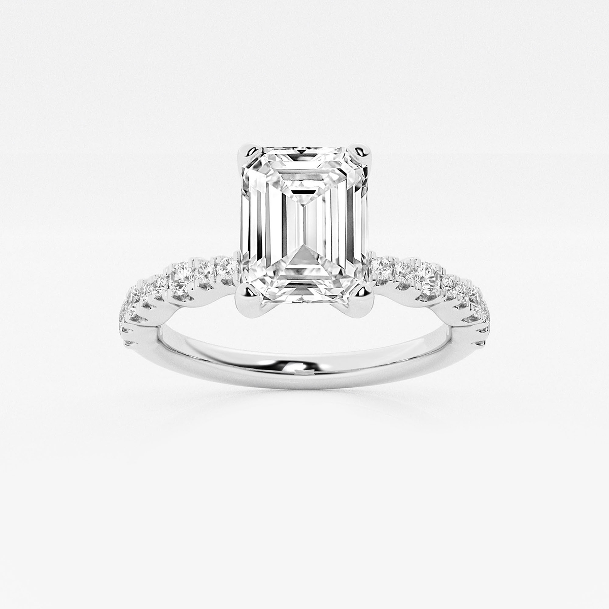 2 1/2 ctw Emerald Lab Grown Diamond Station Engagement Ring