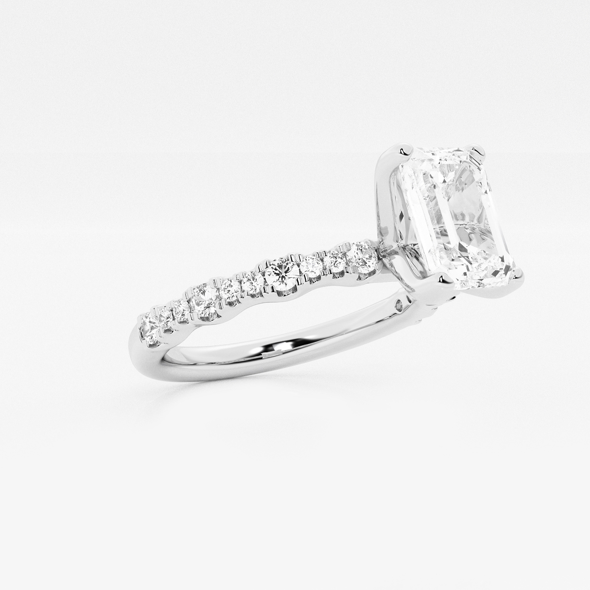 Additional Image 1 for  2 1/2 ctw Emerald Lab Grown Diamond Station Engagement Ring