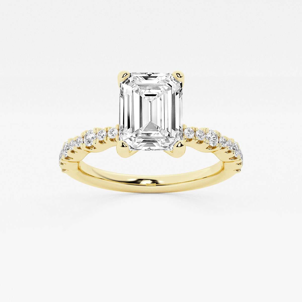 1 7/8 ctw Emerald Lab Grown Diamond Station Engagement Ring
