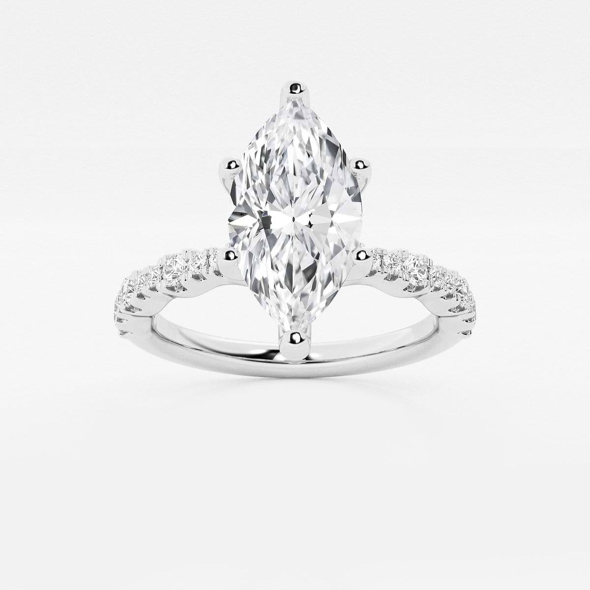 2 1/2 ctw Marquise Lab Grown Diamond Station Engagement Ring 14K White Gold, FG, VS2+