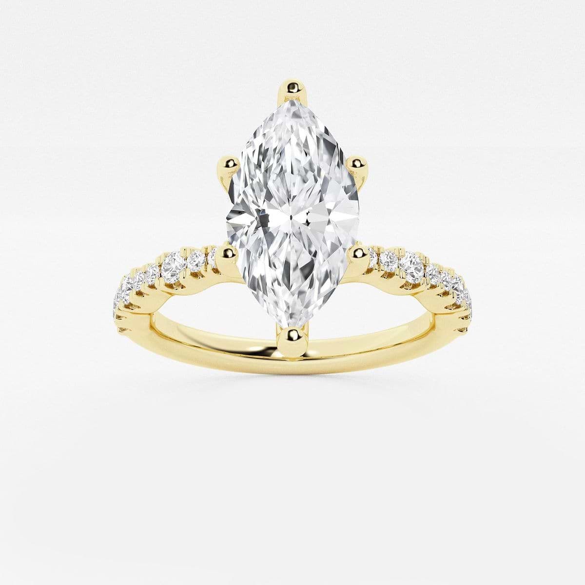 2 1/2 ctw Marquise Lab Grown Diamond Station Engagement Ring 14K Yellow Gold, FG, VS2+