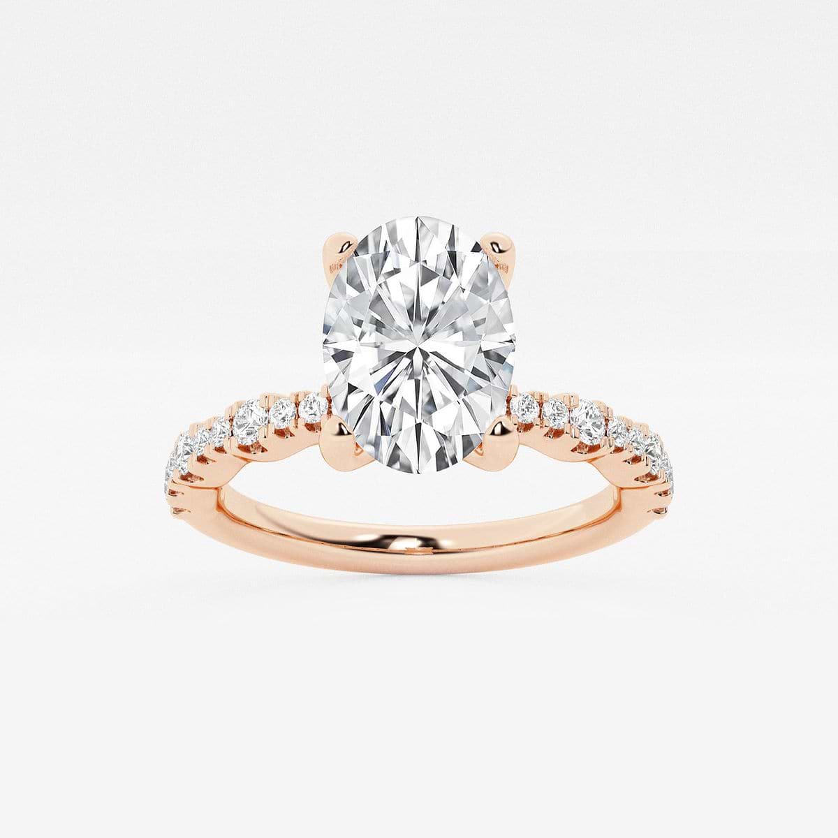 2 1/2 ctw Oval Lab Grown Diamond Station Engagement Ring 14K Rose Gold, D, VVS