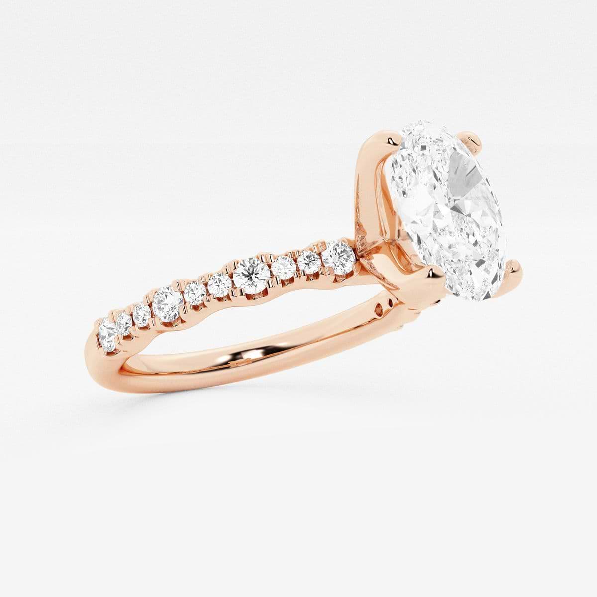 2 1/2 ctw Oval Lab Grown Diamond Station Engagement Ring 14K Rose Gold, D, VVS