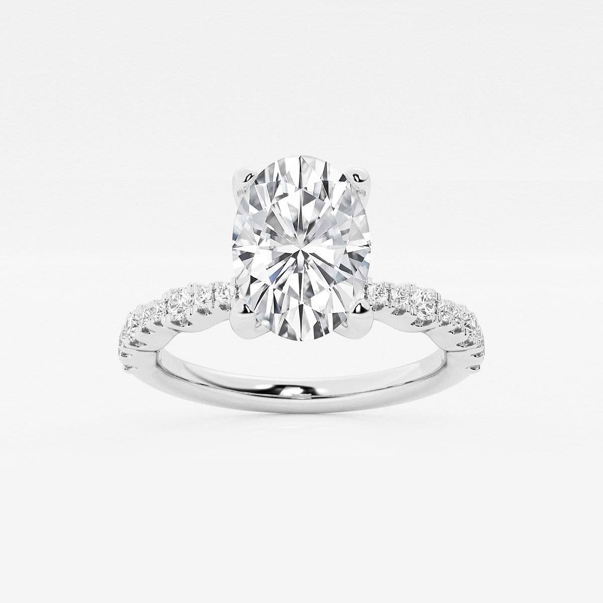 2 1/2 ctw Oval Lab Grown Diamond Station Engagement Ring Platinum, D, VVS