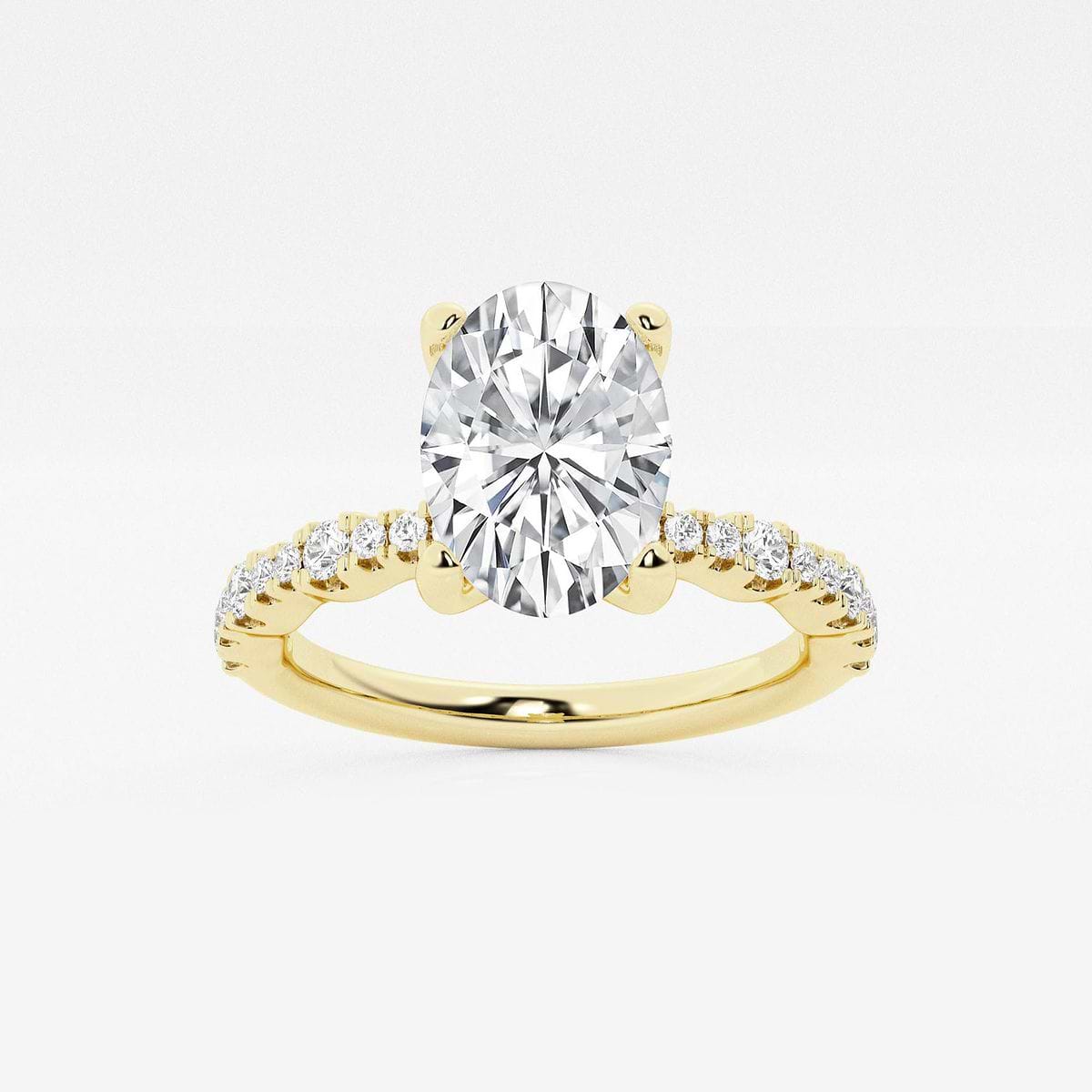 2 1/2 ctw Oval Lab Grown Diamond Station Engagement Ring 14K Yellow Gold, D, VVS