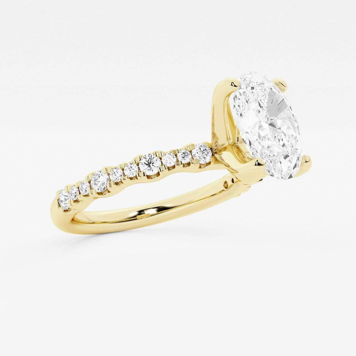2 1/2 ctw Oval Lab Grown Diamond Station Engagement Ring 14K Yellow Gold, D, VVS