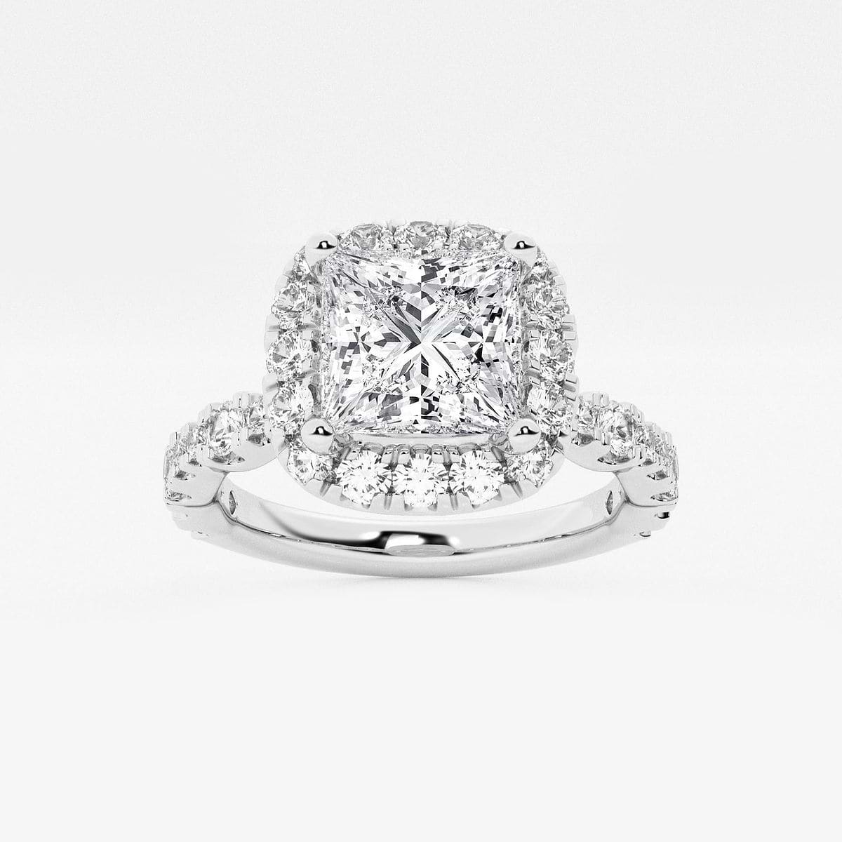 2 3/4 ctw Princess Lab Grown Diamond Station Halo Engagement Ring