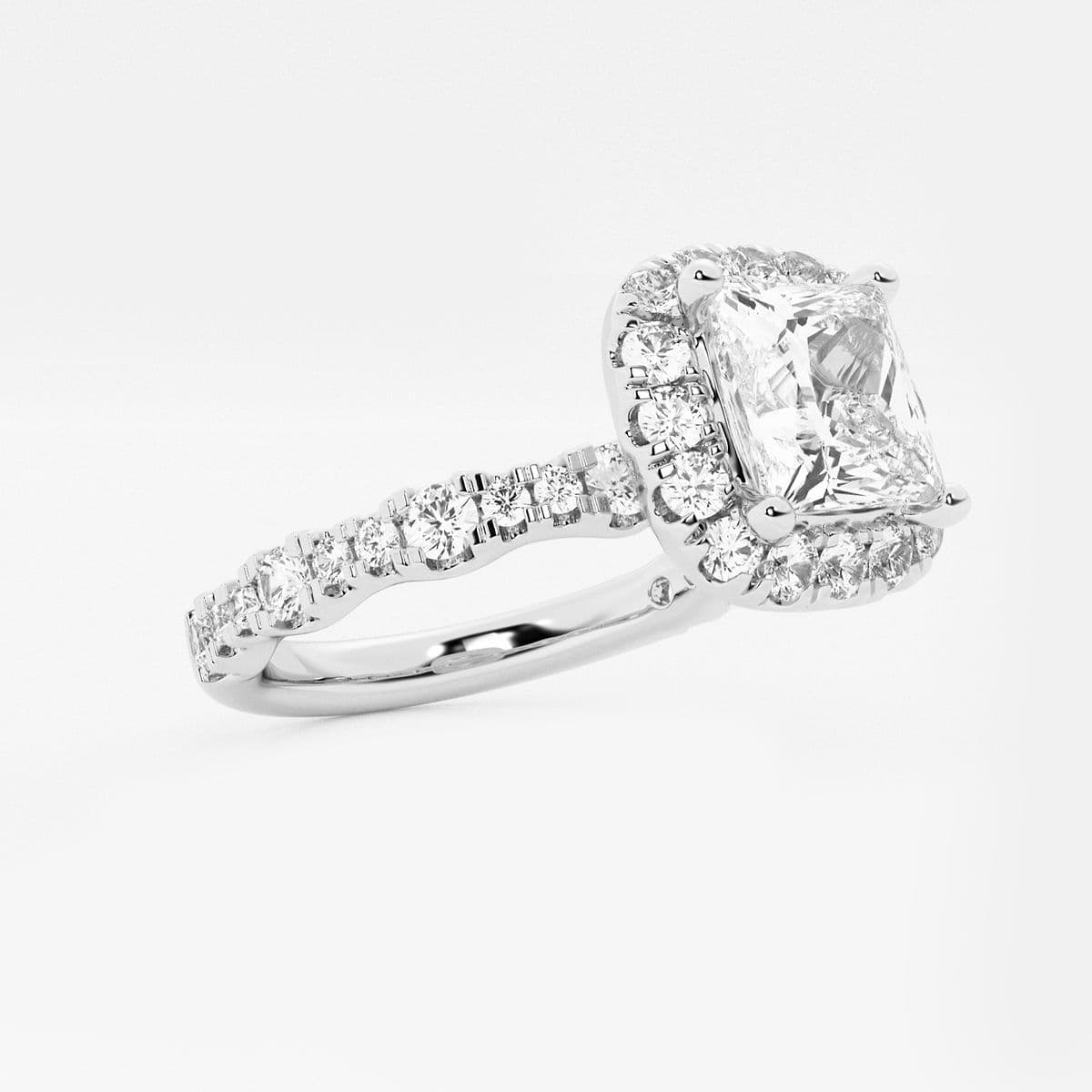 Additional Image 1 for  2 3/4 ctw Princess Lab Grown Diamond Station Halo Engagement Ring