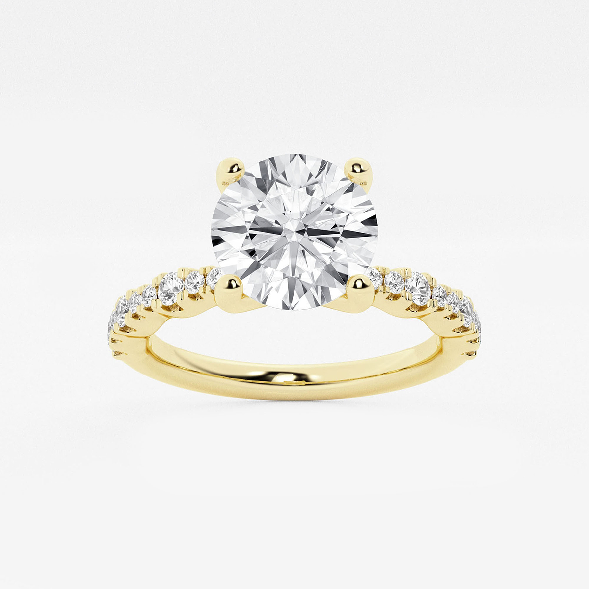 2 1/2 ctw Round Lab Grown Diamond Station Engagement Ring 14K Yellow Gold, FG, VS2+