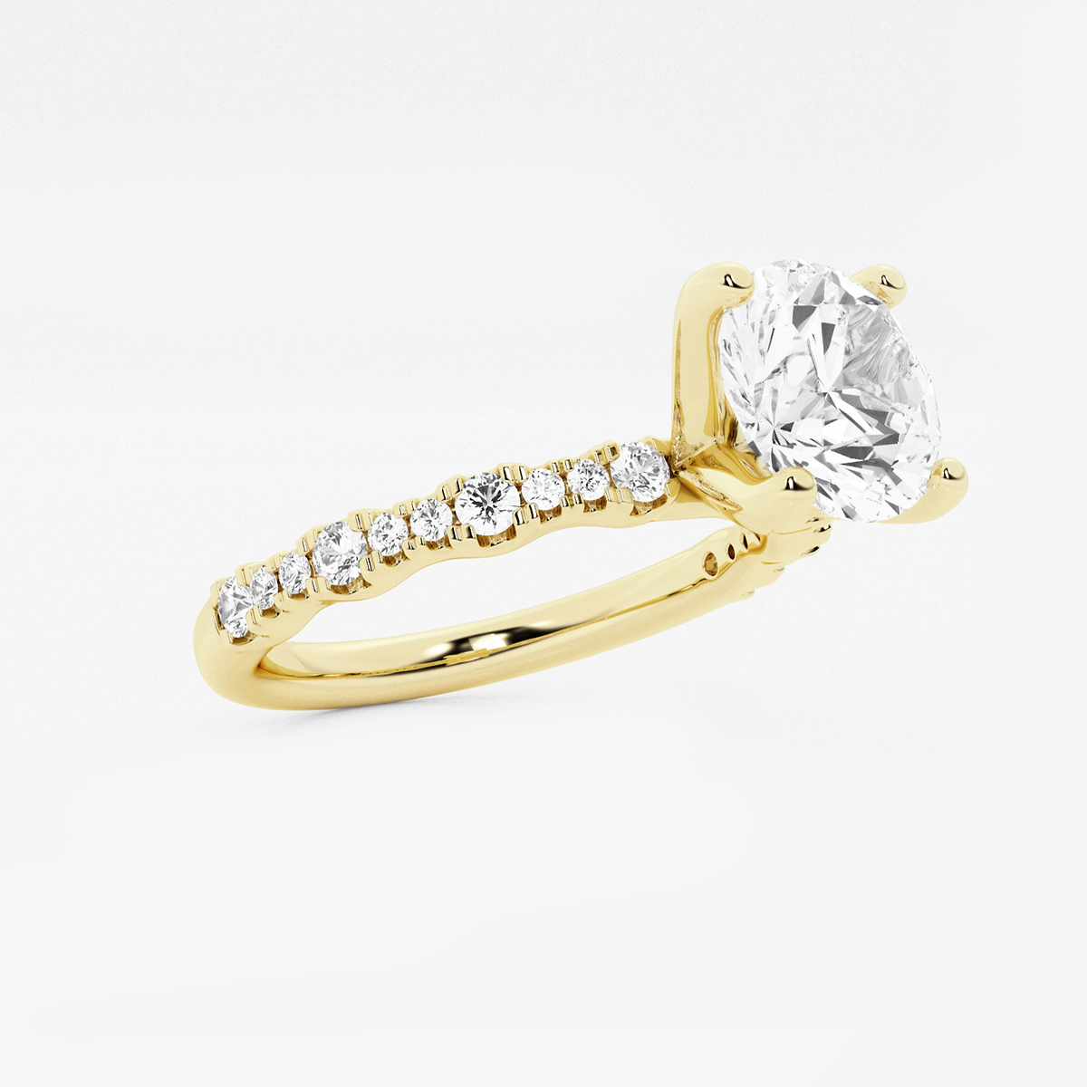 2 1/2 ctw Round Lab Grown Diamond Station Engagement Ring 14K Yellow Gold, FG, VS2+