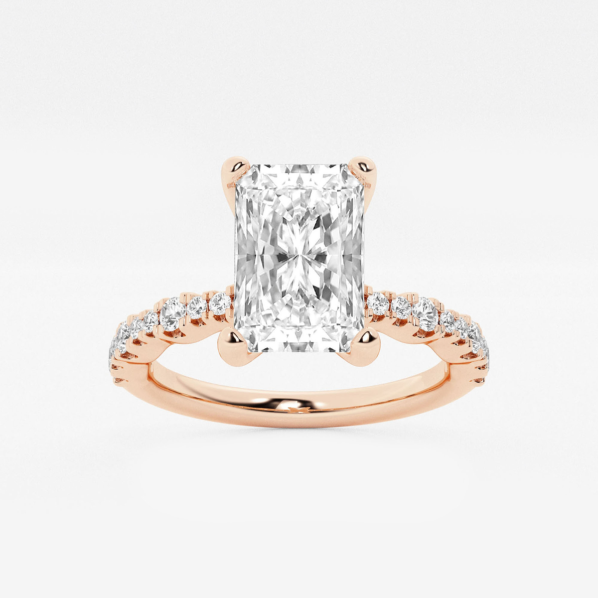 1 7/8 ctw Radiant Lab Grown Diamond Station Engagement Ring