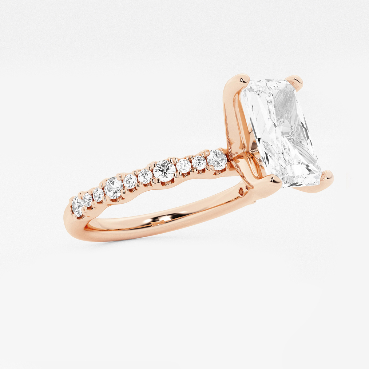 Additional Image 1 for  1 7/8 ctw Radiant Lab Grown Diamond Station Engagement Ring