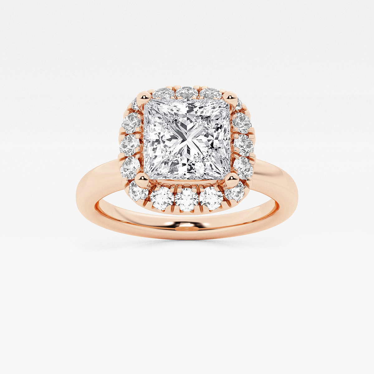 1 3/4 ctw Princess Lab Grown Diamond Classic Solitaire Halo Engagement Ring