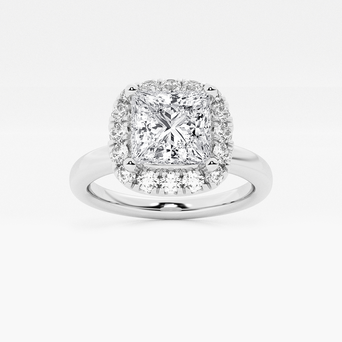 2 1/4 ctw Princess Lab Grown Diamond Classic Solitaire Halo Engagement Ring