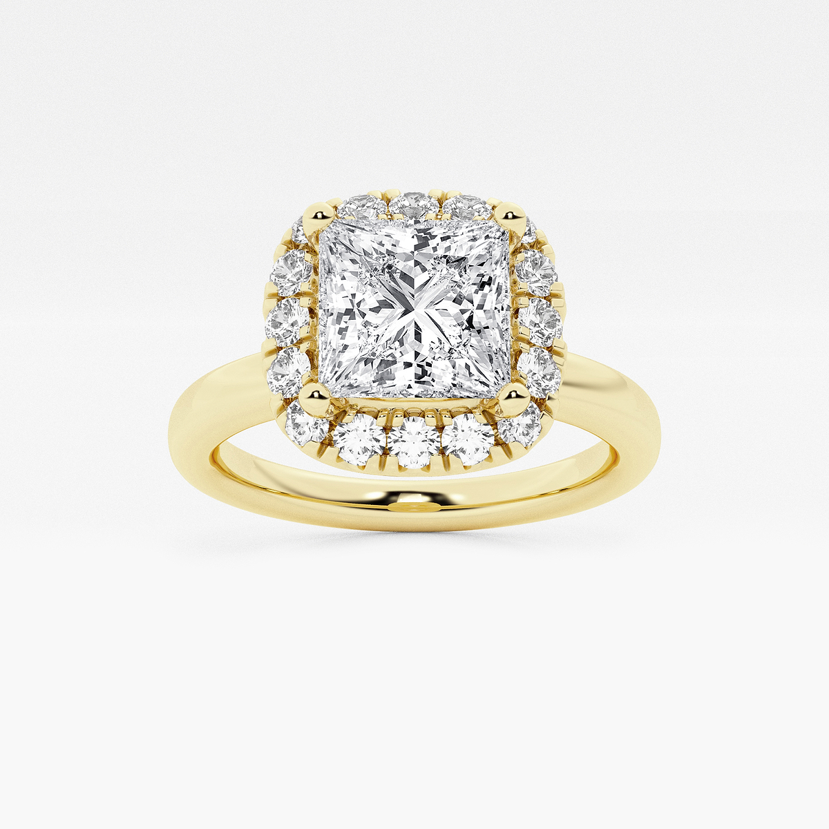 2 1/4 ctw Princess Lab Grown Diamond Classic Solitaire Halo Engagement Ring