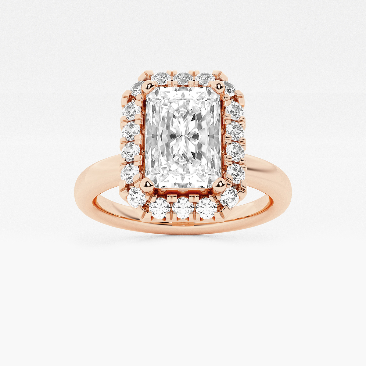 1 3/4 ctw Radiant Lab Grown Diamond Classic Solitaire Halo Engagement Ring