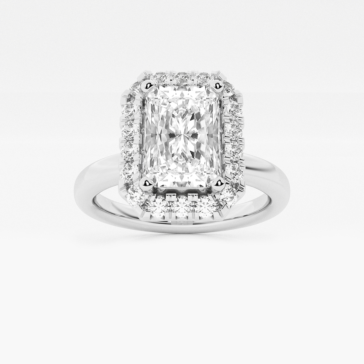 2 1/4 ctw Radiant Lab Grown Diamond Classic Solitaire Halo Engagement Ring