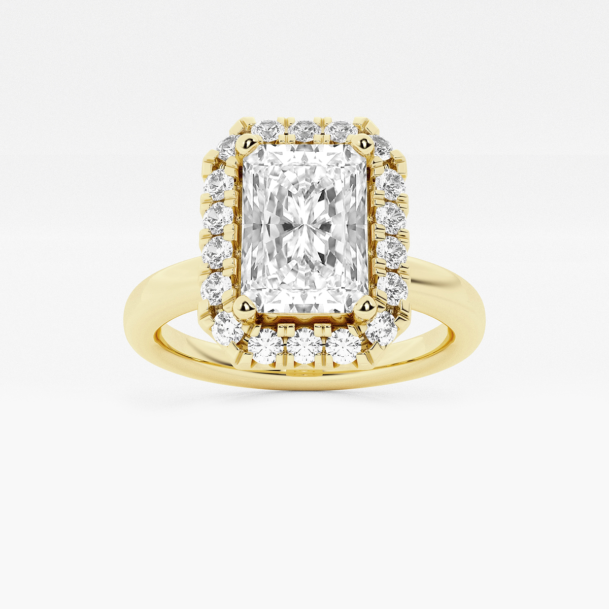 1 3/4 ctw Radiant Lab Grown Diamond Classic Solitaire Halo Engagement Ring
