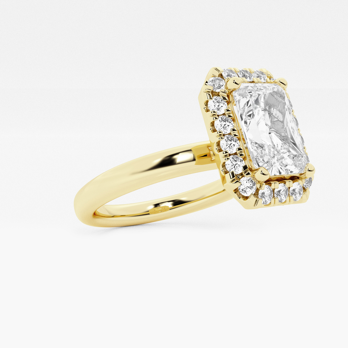 Additional Image 1 for  1 3/4 ctw Radiant Lab Grown Diamond Classic Solitaire Halo Engagement Ring