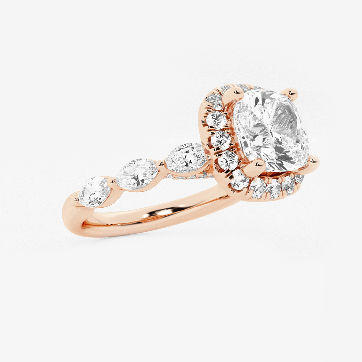 Additional Image 1 for  2 1/4 ctw Cushion Lab Grown Diamond Floating Marquise Halo Engagement Ring