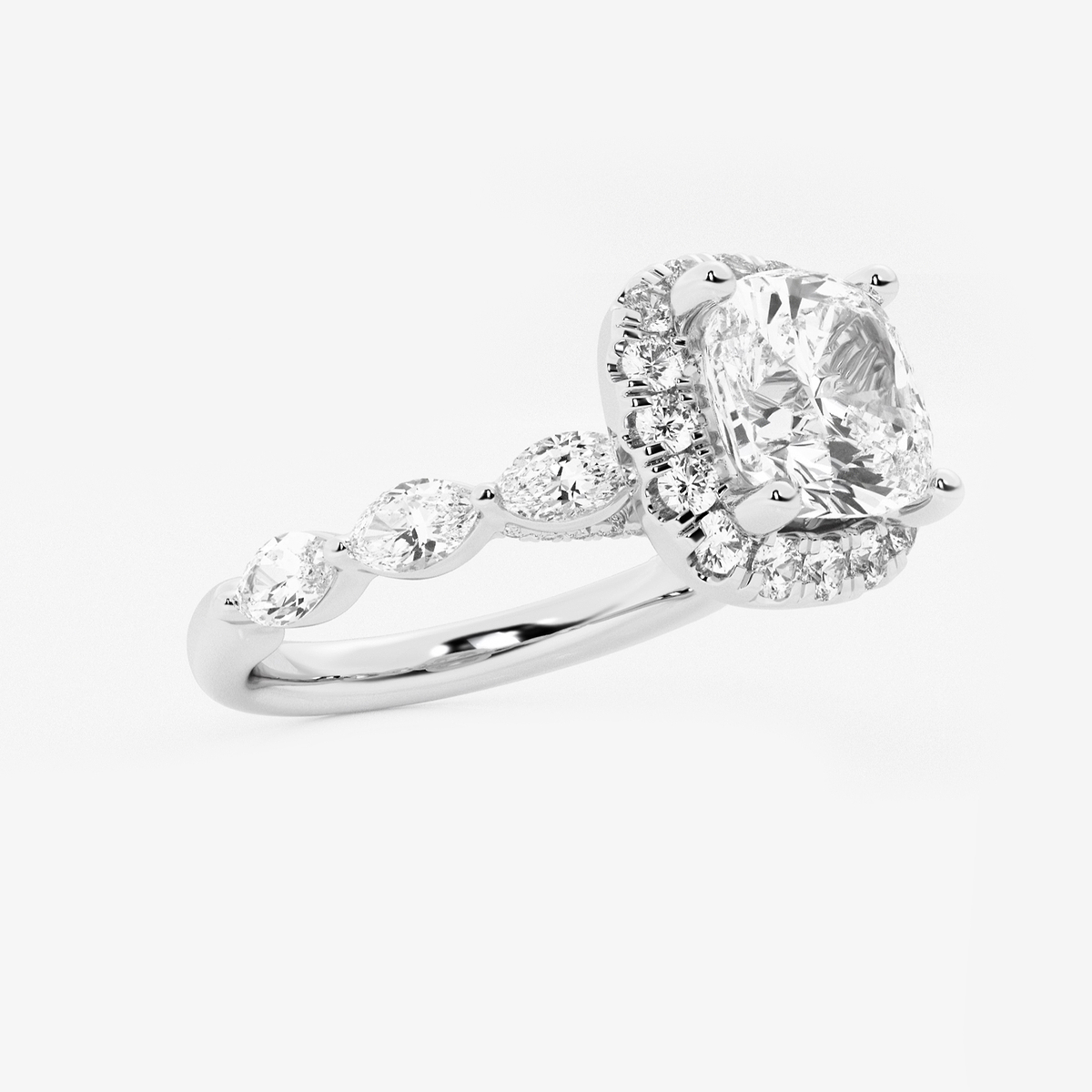 Additional Image 1 for  2 1/4 ctw Cushion Lab Grown Diamond Floating Marquise Halo Engagement Ring