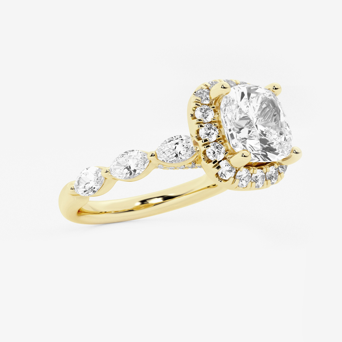 Additional Image 1 for  2 1/4 ctw Cushion Lab Grown Diamond Floating Marquise Halo Engagement Ring