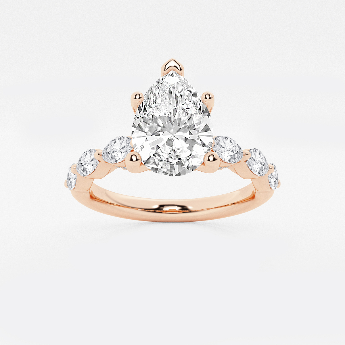 1 7/8 ctw Pear Lab Grown Diamond Engagement Ring with Floating Marquise Side Accents