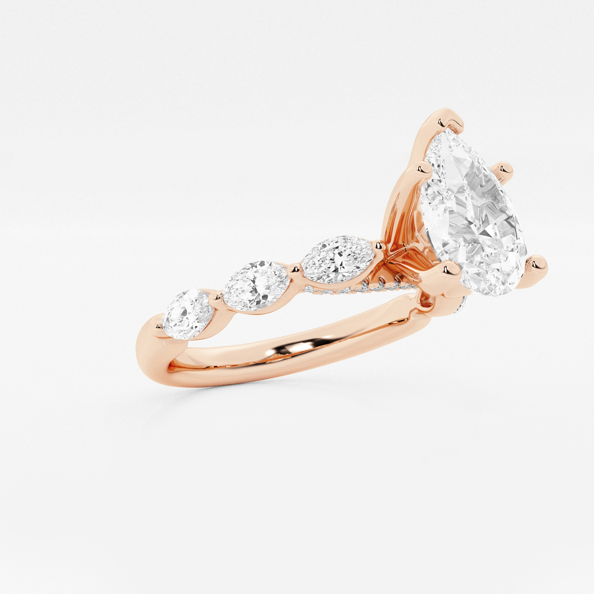 Additional Image 1 for  1 7/8 ctw Pear Lab Grown Diamond Engagement Ring with Floating Marquise Side Accents