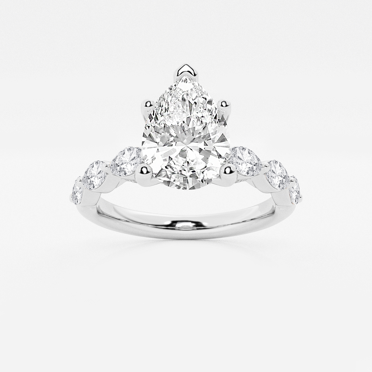 2 1/2 ctw Pear Lab Grown Diamond Engagement Ring with Floating Marquise Side Accents