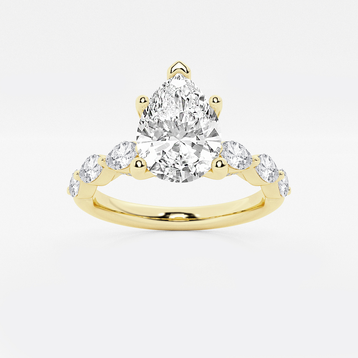 3 1/2 ctw Pear Lab Grown Diamond Engagement Ring with Floating Marquise Side Accents
