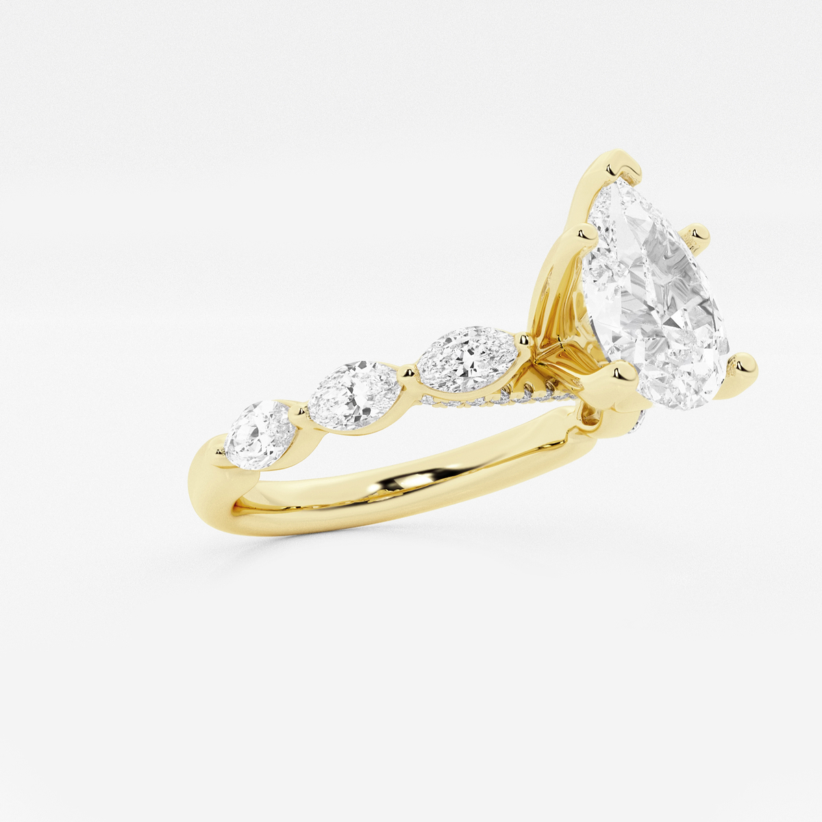 Additional Image 1 for  3 1/2 ctw Pear Lab Grown Diamond Engagement Ring with Floating Marquise Side Accents