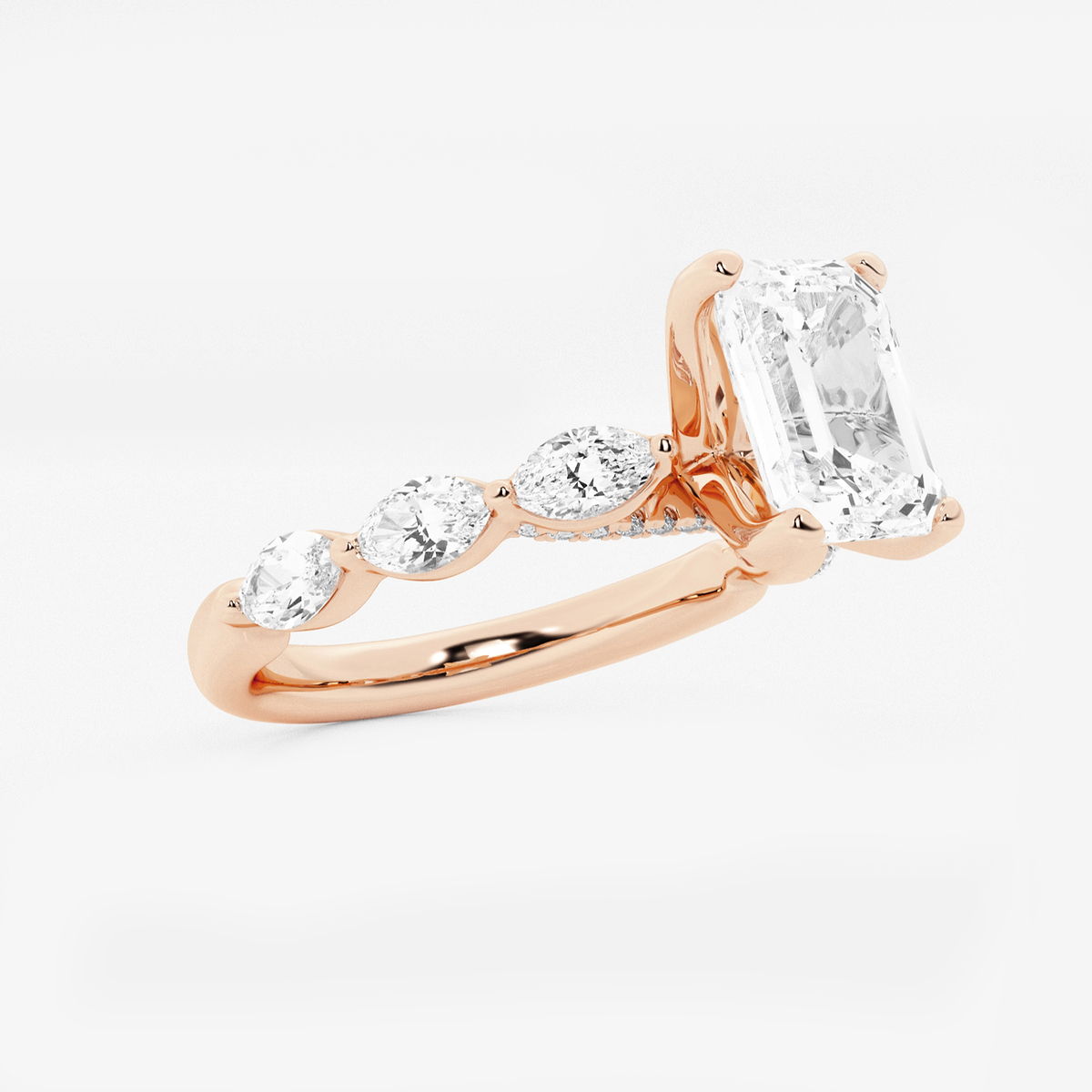 Additional Image 1 for  1 7/8 ctw Emerald Lab Grown Diamond Engagement Ring with Floating Marquise Side Accents