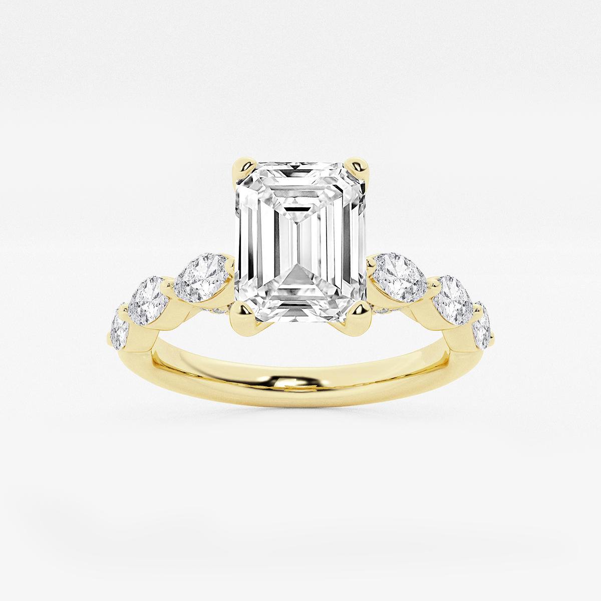 1 7/8 ctw Emerald Lab Grown Diamond Engagement Ring with Floating Marquise Side Accents