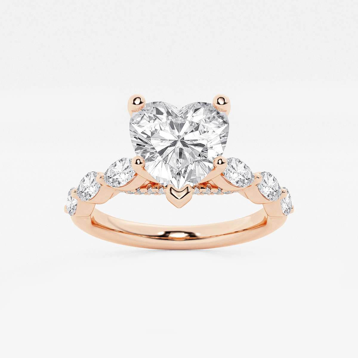 1 7/8 ctw Heart Lab Grown Diamond Engagement Ring with Floating Marquise Side Accents