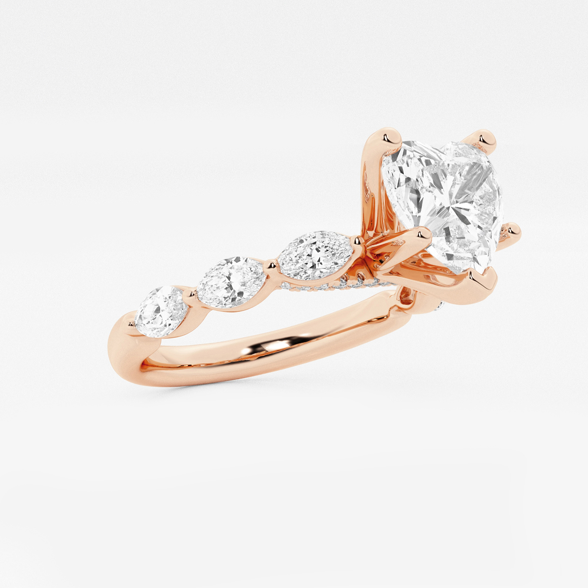 Additional Image 1 for  1 7/8 ctw Heart Lab Grown Diamond Engagement Ring with Floating Marquise Side Accents
