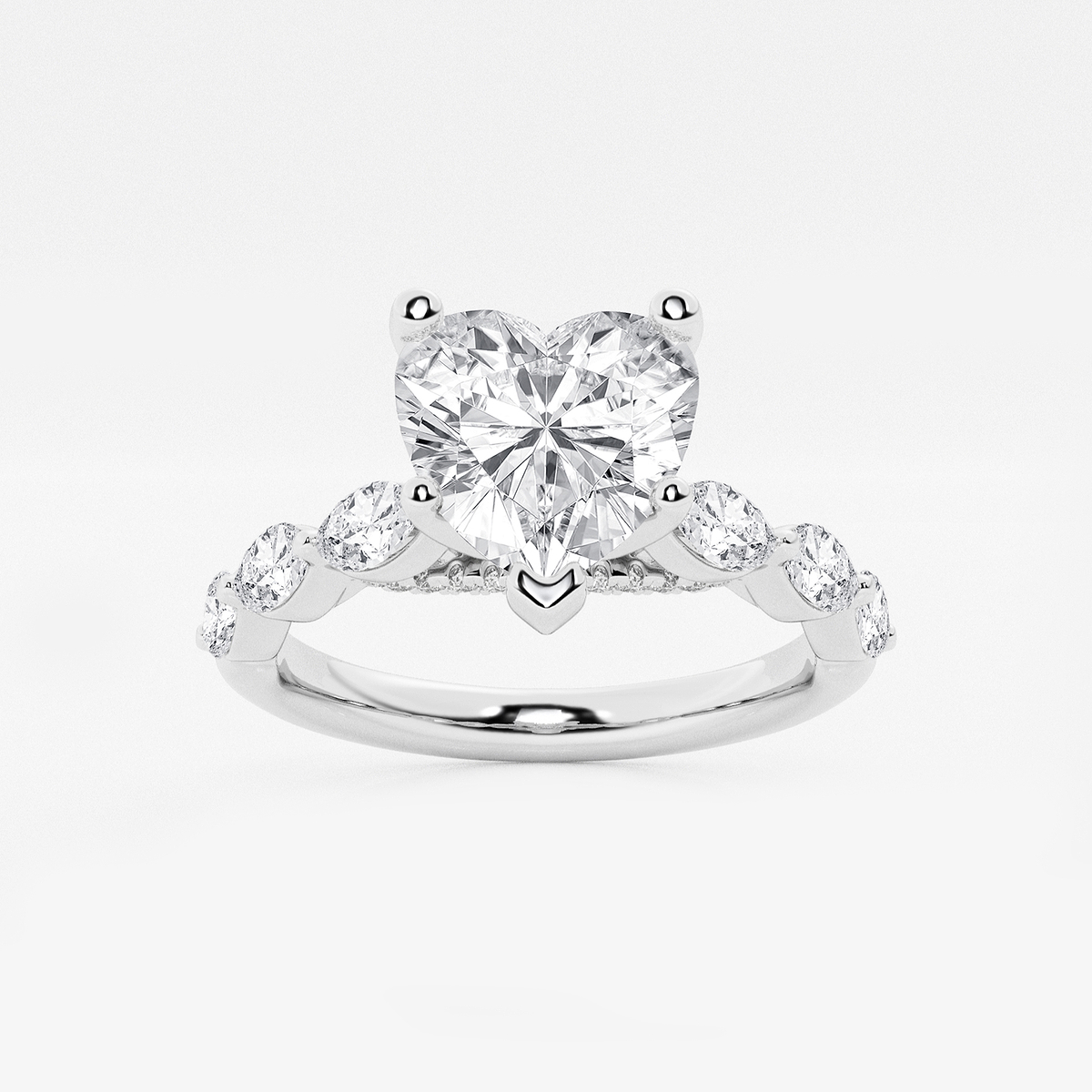1 7/8 ctw Heart Lab Grown Diamond Engagement Ring with Floating Marquise Side Accents