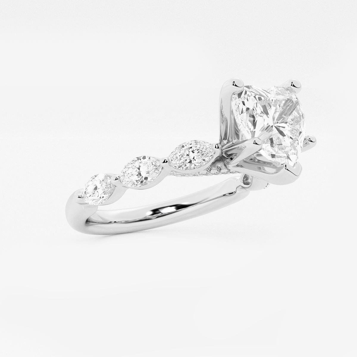 Additional Image 1 for  1 7/8 ctw Heart Lab Grown Diamond Engagement Ring with Floating Marquise Side Accents