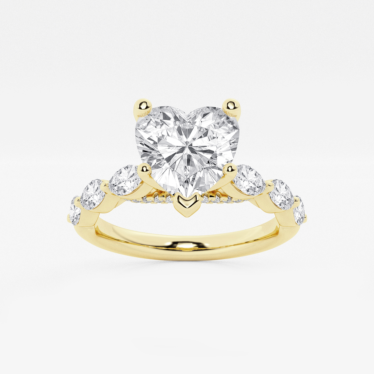 1 7/8 ctw Heart Lab Grown Diamond Engagement Ring with Floating Marquise Side Accents