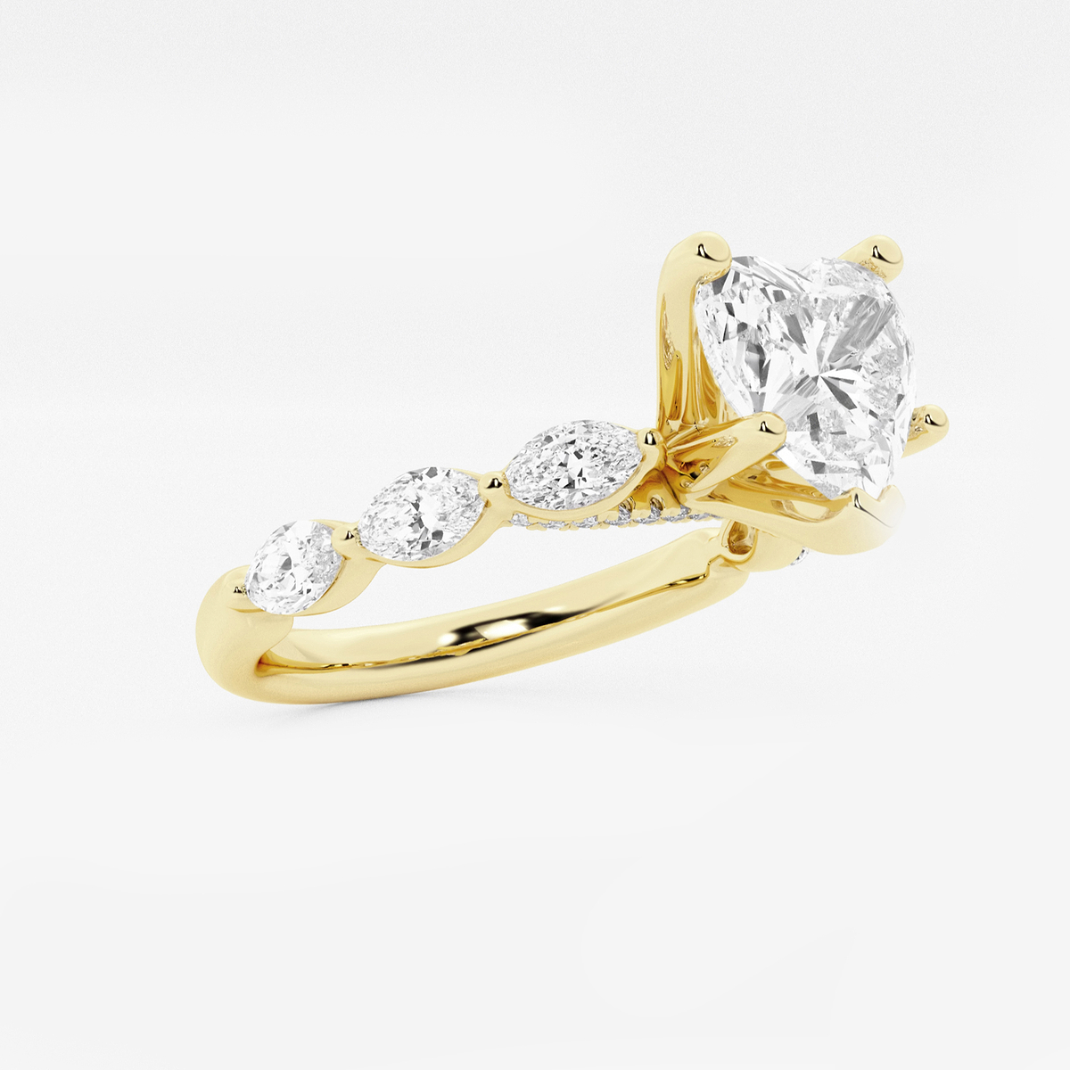 Additional Image 1 for  1 7/8 ctw Heart Lab Grown Diamond Engagement Ring with Floating Marquise Side Accents