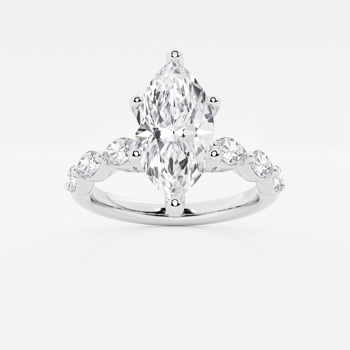 2 1/2 ctw Marquise Lab Grown Diamond Engagement Ring with Floating Marquise Side Accents
