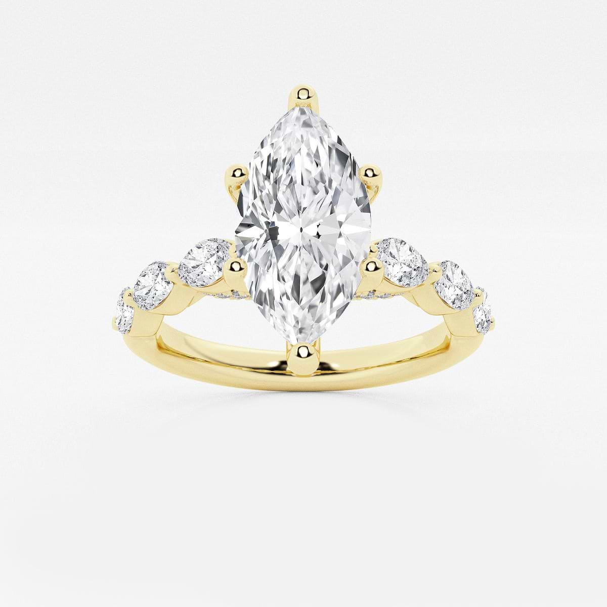2 1/2 ctw Marquise Lab Grown Diamond Engagement Ring with Floating Marquise Side Accents 14K Yellow Gold, D, VVS