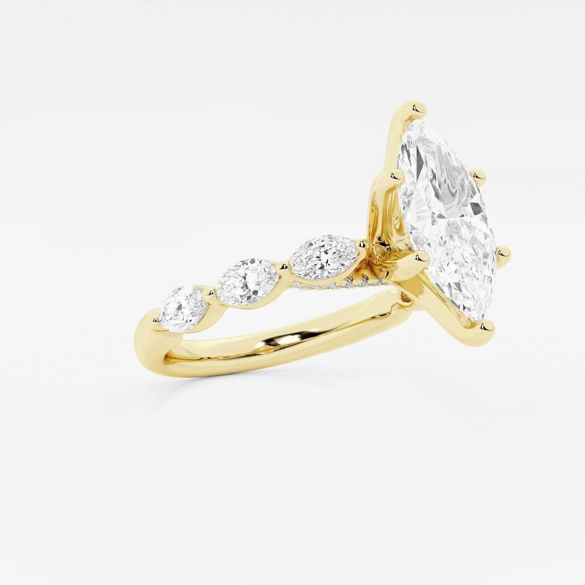 2 1/2 ctw Marquise Lab Grown Diamond Engagement Ring with Floating Marquise Side Accents 14K Yellow Gold, D, VVS
