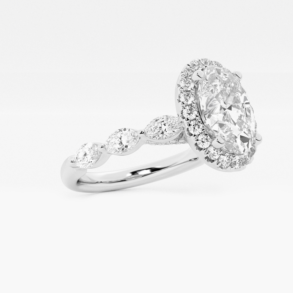 Additional Image 1 for  2 3/4 ctw Oval Lab Grown Diamond Floating Marquise Halo Engagement Ring