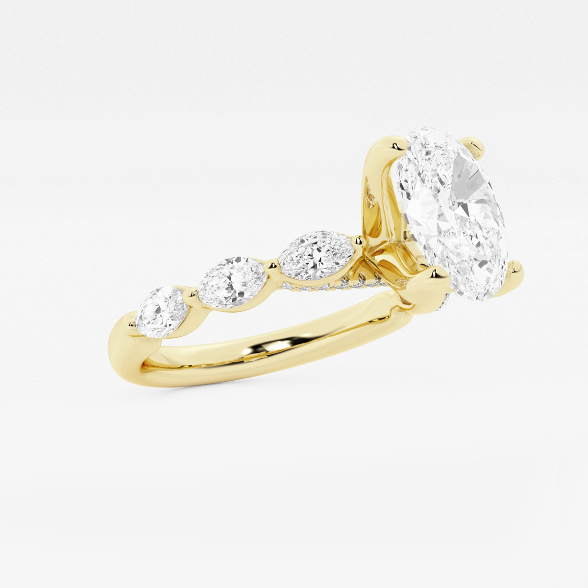 Additional Image 1 for  3 1/2 ctw Oval Lab Grown Diamond Engagement Ring with Floating Marquise Side Accents