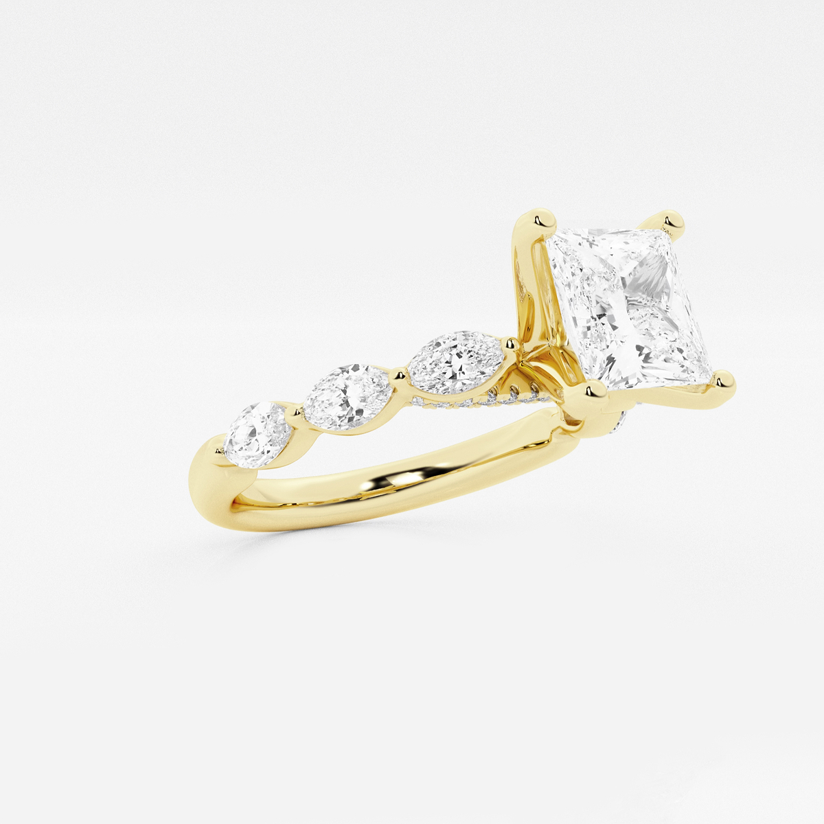 Additional Image 1 for  1 7/8 ctw Princess Lab Grown Diamond Engagement Ring with Floating Marquise Side Accents
