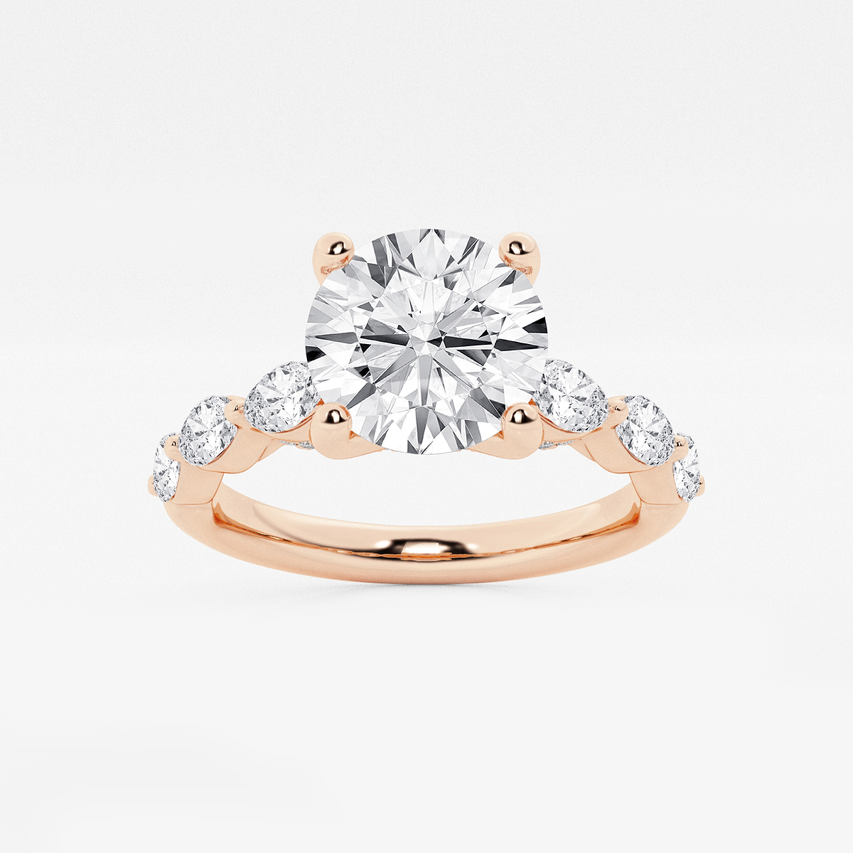 1 7/8 ctw Round Lab Grown Diamond Engagement Ring with Floating Marquise Side Accents