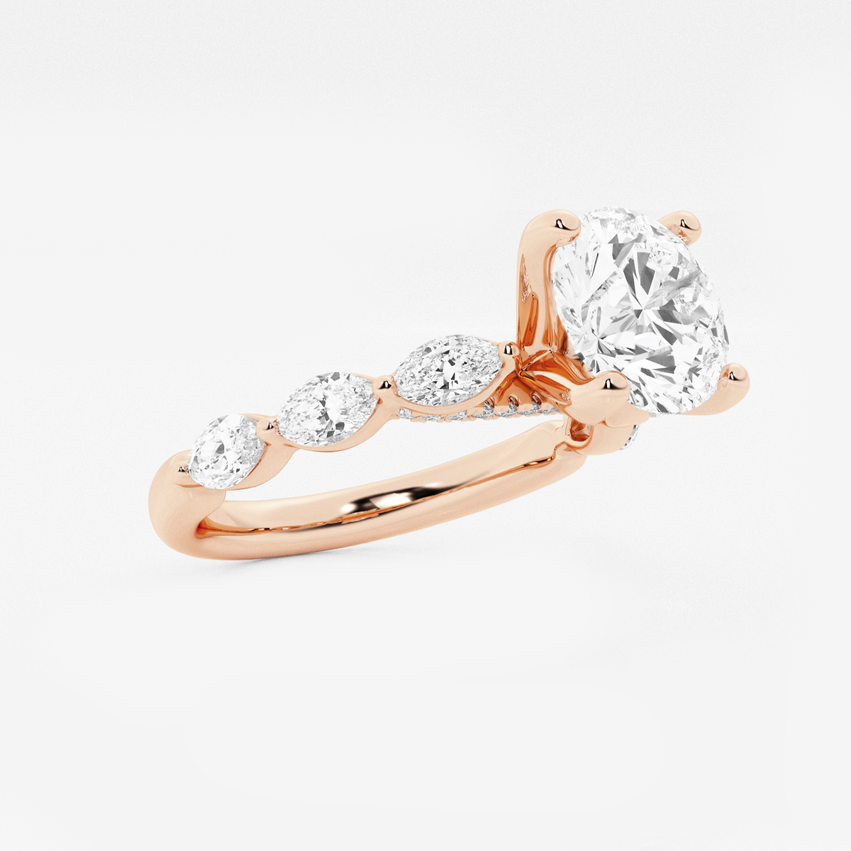 Additional Image 1 for  1 7/8 ctw Round Lab Grown Diamond Engagement Ring with Floating Marquise Side Accents