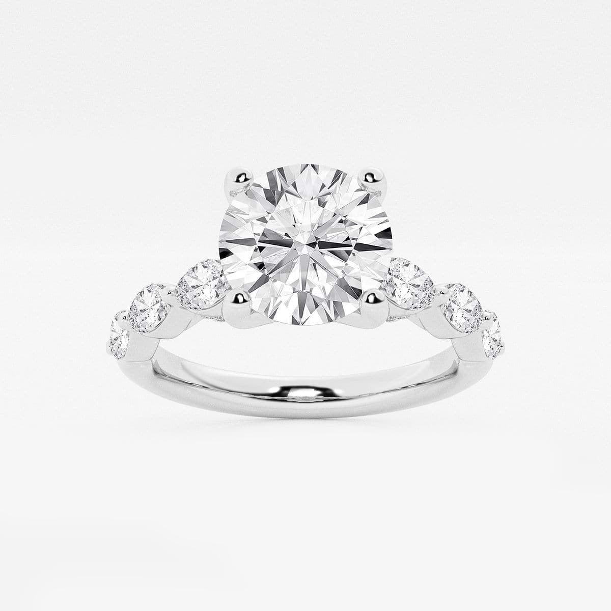 1 7/8 ctw Round Lab Grown Diamond Engagement Ring with Floating Marquise Side Accents